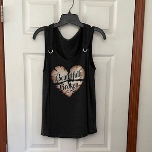 NEW Boutique Black Beautifully Broken Tank Top NEVER WORN PTP 20-23" with Stretc